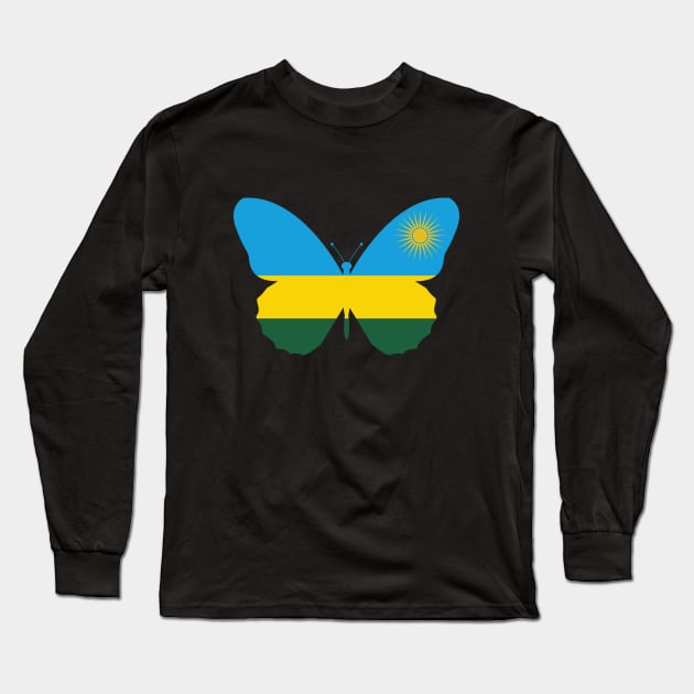 Rwanda Butterfly Long Sleeve T-Shirt by Wickedcartoons